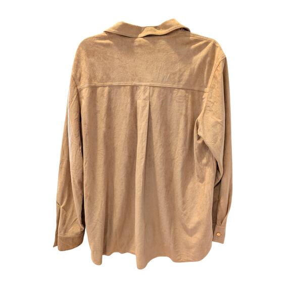 Interstyle Faux Suede Button Up Shirt Tan Western Style Size Large - Picture 2 of 5